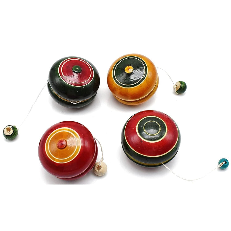 Wooden Yo-Yo Toy for Kids  - Set of 4 pcs ( Multicolor)