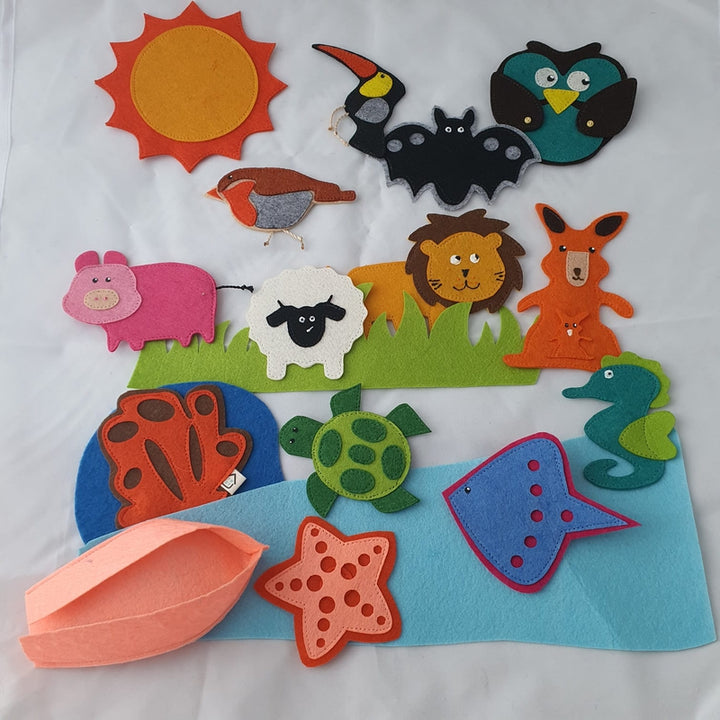 Magnetic Felt Animal Set - Air, Land & Water Animals (3-5 Years)