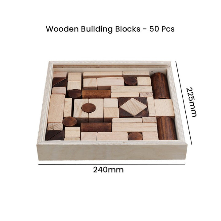 Wooden Building Blocks - 50 Pcs