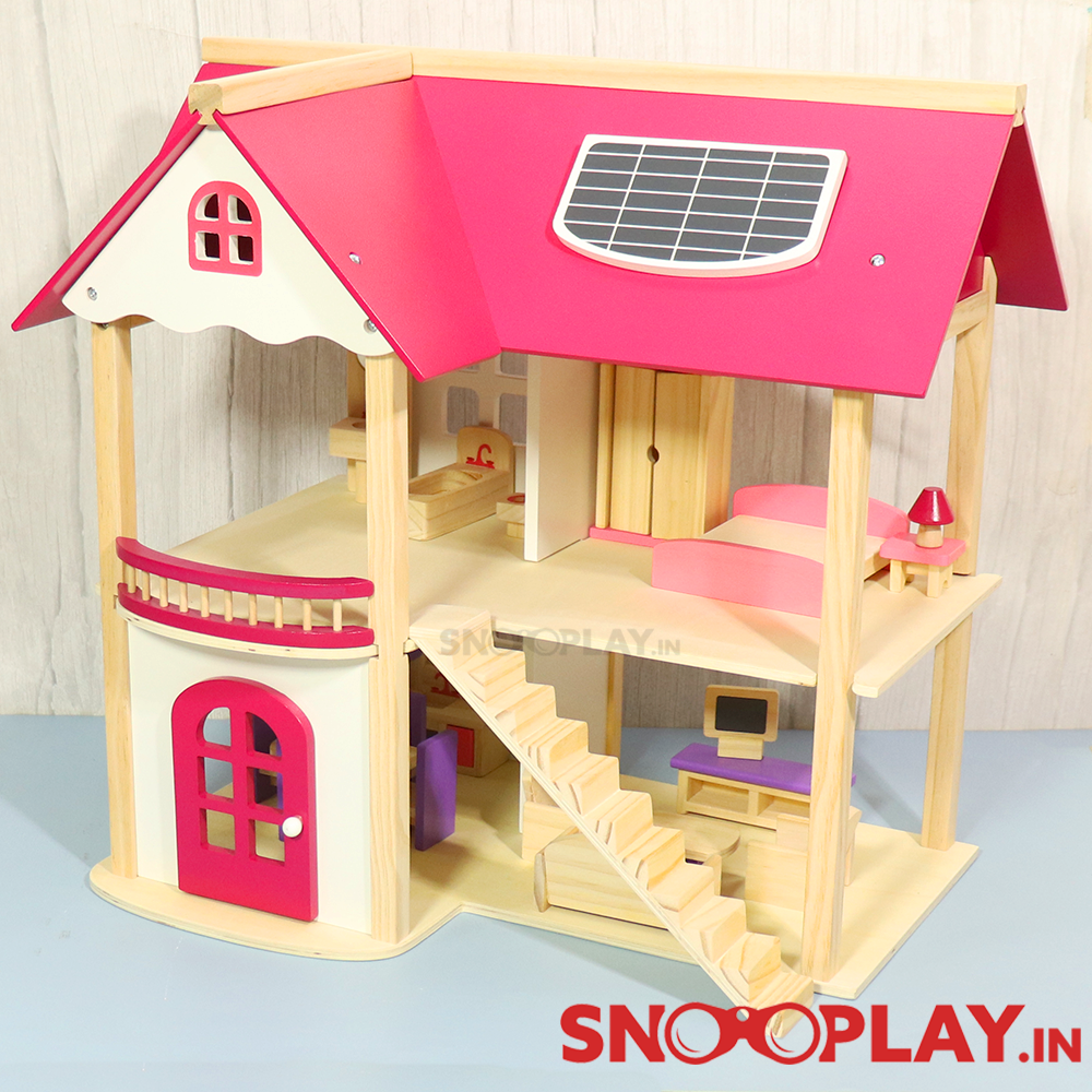 Wooden Multi-Storey Doll House (Big) with Wooden Furniture