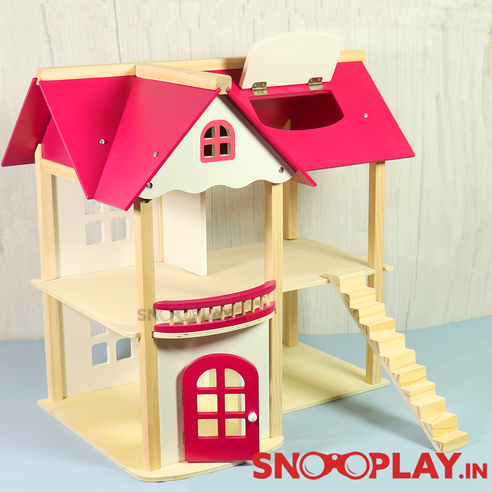 Wooden Multi-Storey Doll House (Big) with Wooden Furniture