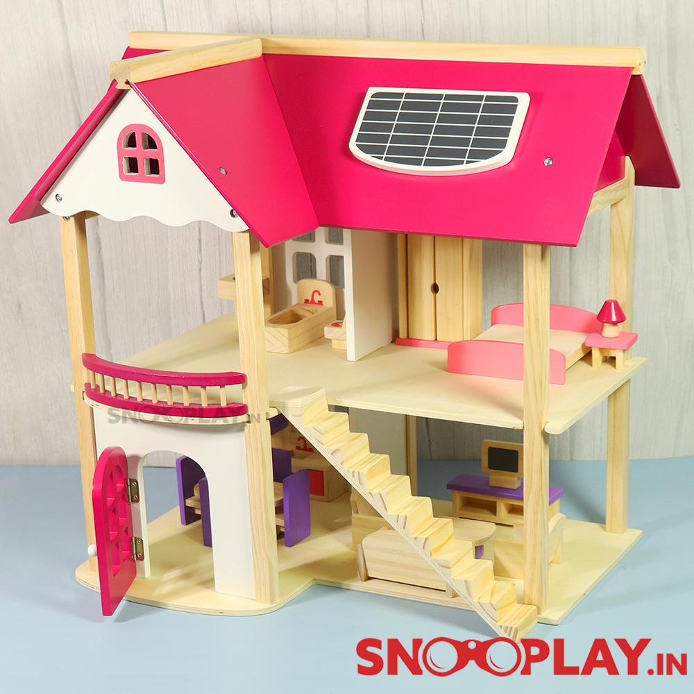 Wooden Multi-Storey Doll House (Big) with Wooden Furniture