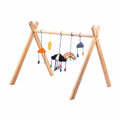 Play Gym with Rainy Theme Wooden Mobiles
