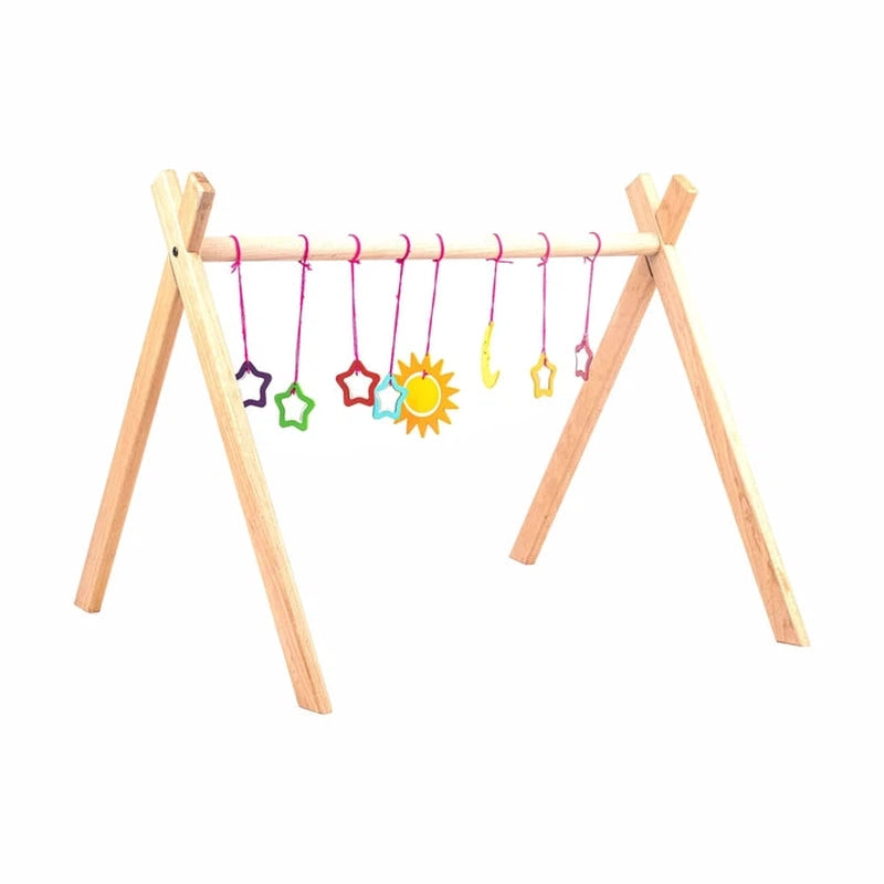 Play Gym with Sky Theme Wooden Mobiles