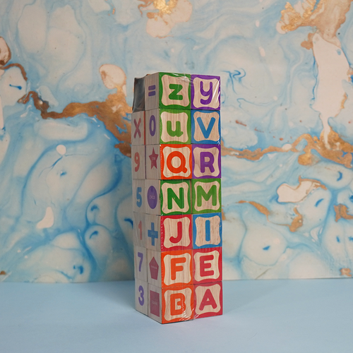 Funskool Info Cubes - Wooden Blocks Bucket | Alphabets & Numbers (1-4 Years)