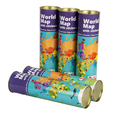 World Map Activity Kit with Reusable Stickers - Set of 5 pcs