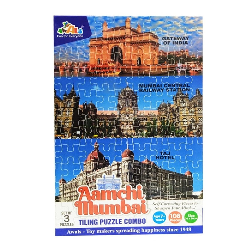 Aamchi Mumbai Tiling Puzzle Combo Gateway Of India Taj Hotel Mumbai Central Railway Station Puzzle Game Educational Learning & Creativity