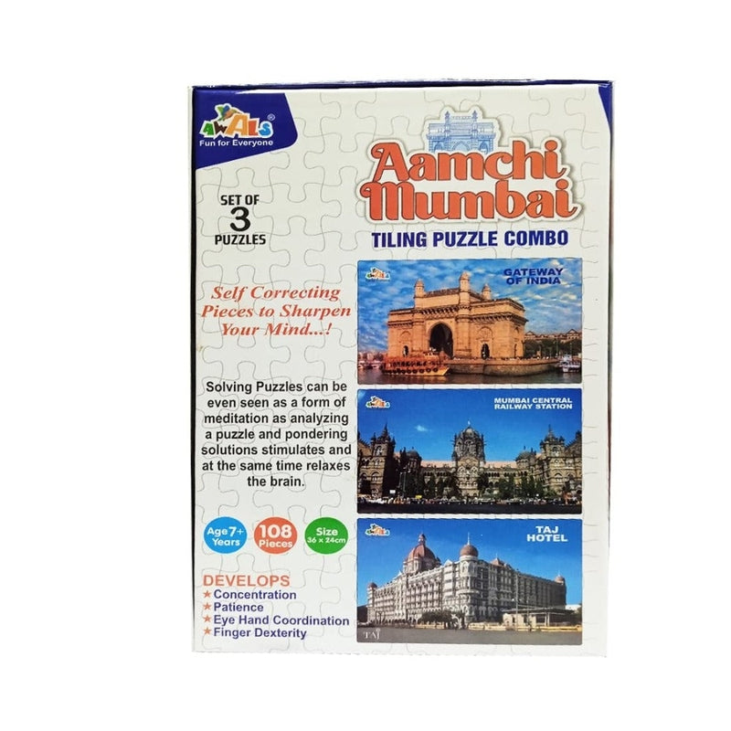 Aamchi Mumbai Tiling Puzzle Combo Gateway Of India Taj Hotel Mumbai Central Railway Station Puzzle Game Educational Learning & Creativity