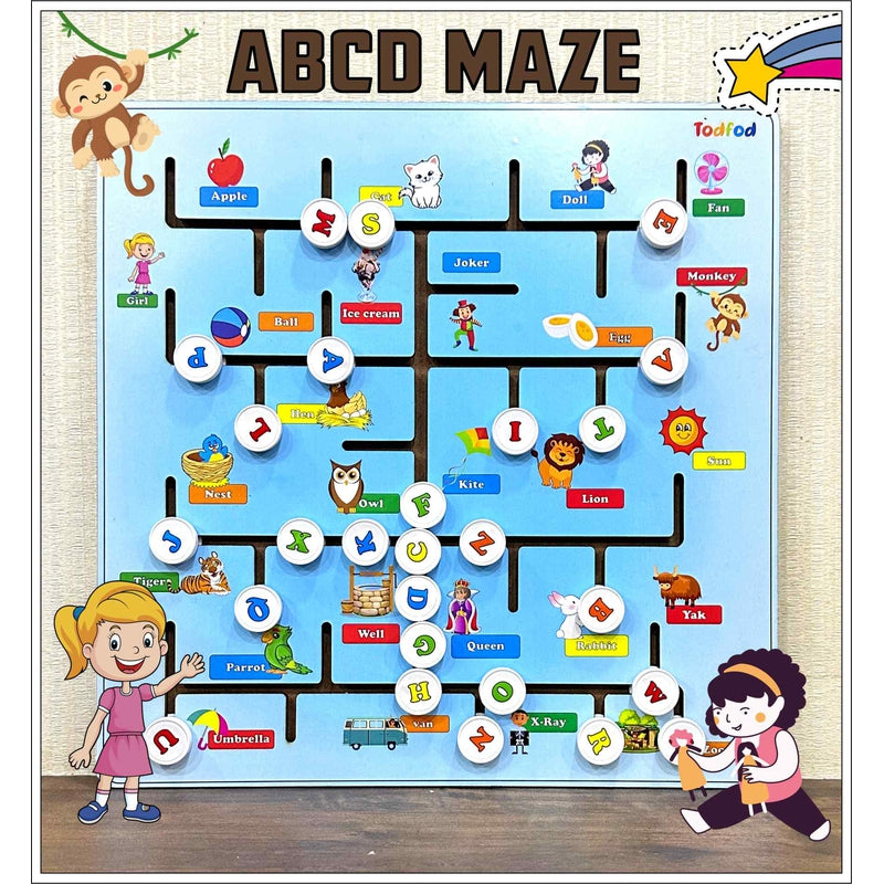 Wooden Slider Maze Puzzle English Alphabets