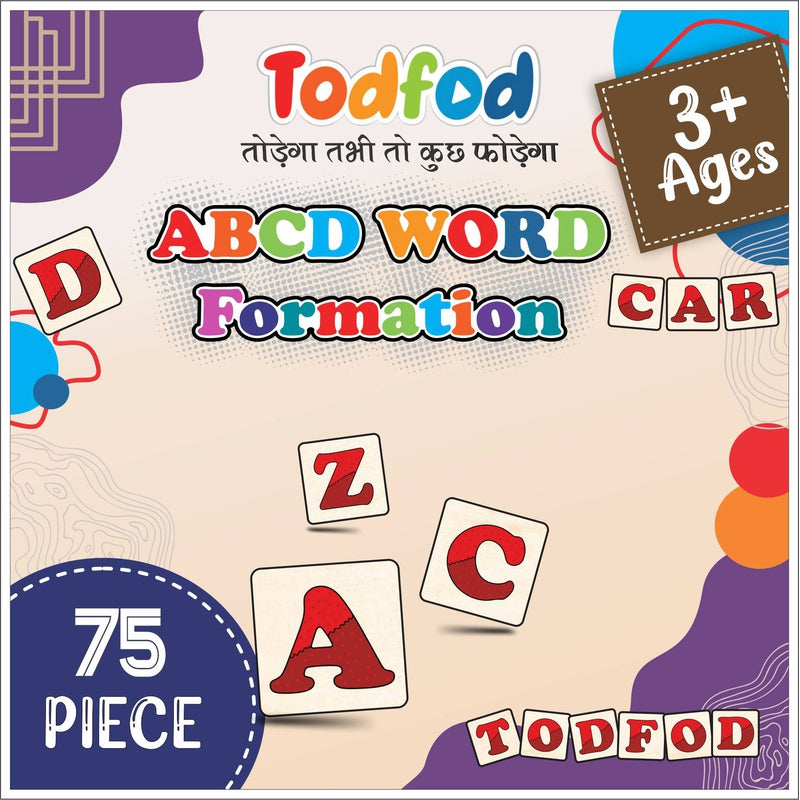 Wooden ABCD Word Formation Toy (75 Pieces) Block English Alphabets with Knob