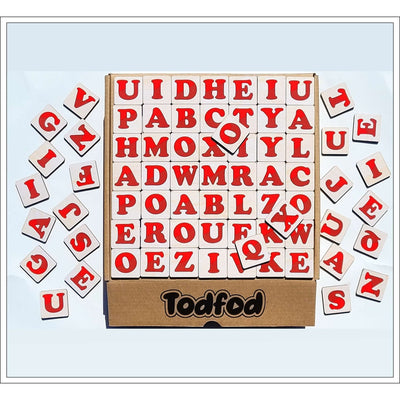 Wooden ABCD Word Formation Toy (75 Pieces) Block English Alphabets with Knob