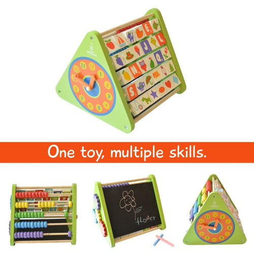Shumee 5 in 1  Activity Triangle - Alphabets, Abacus & Time, Shapes & Animals, Gears, Chalkboard (2-5 Years)