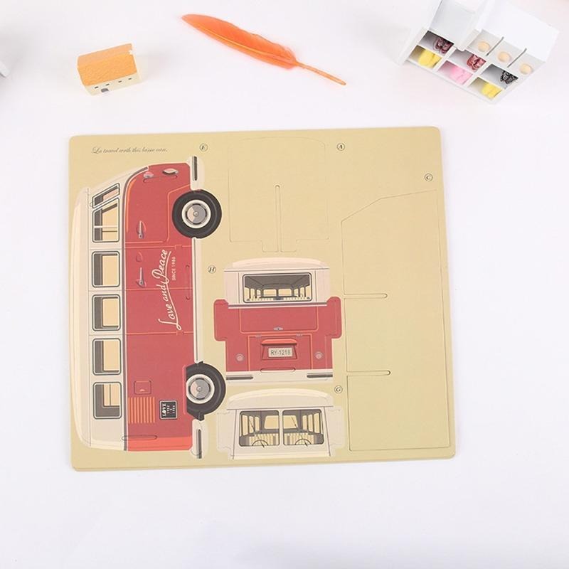DIY Classic Vintage Red Tour Bus Puzzle and Organiser