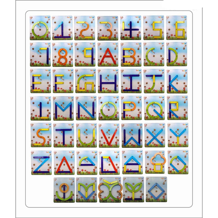 28 Pieces Alphanumeric Wooden Puzzle - Teaching Letters, Numbers & Common Shapes (2-5 Years)