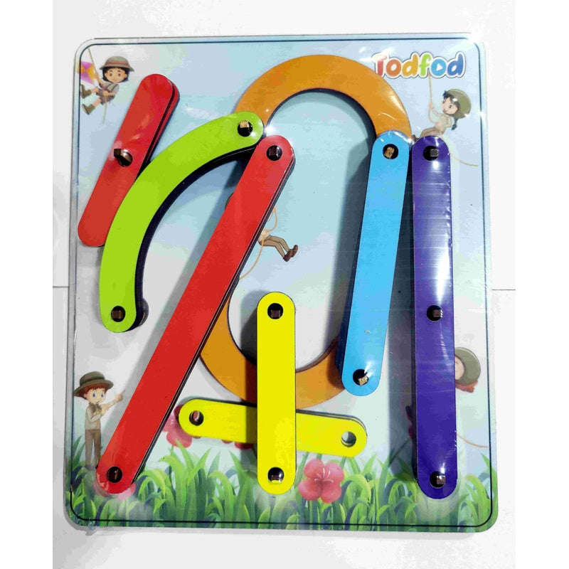 28 Pieces Alphanumeric Wooden Puzzle - Teaching Letters, Numbers & Common Shapes (2-5 Years)