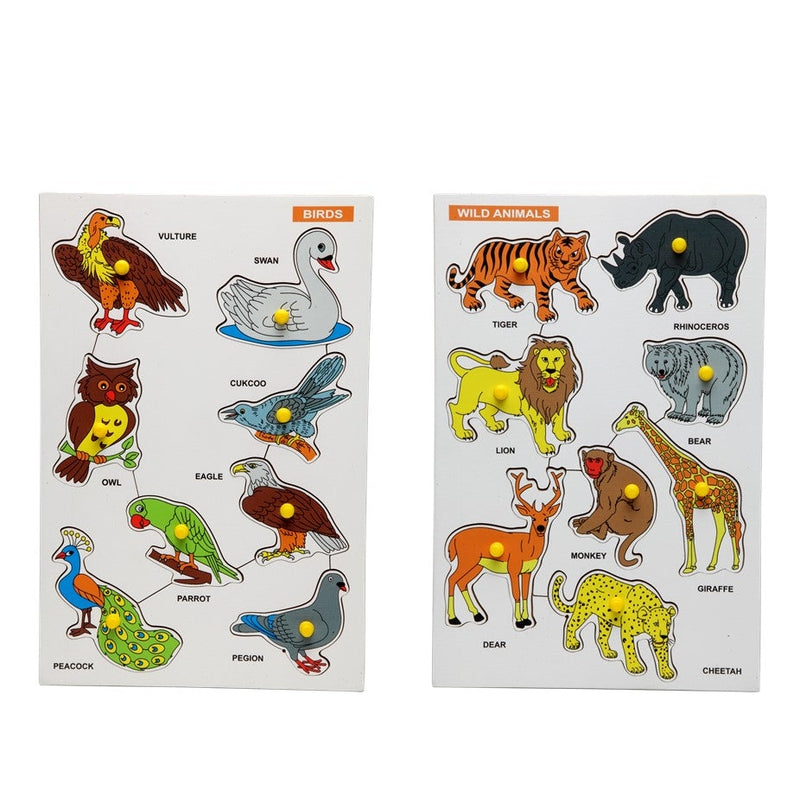 Pack of 2 - Wooden Wild Animals & Birds Puzzle (4-6 Years)