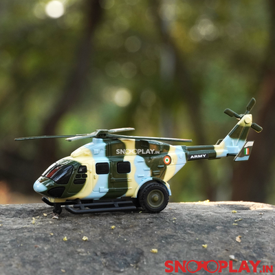 Army helicopter friction toy that comes in a great colour combination.
