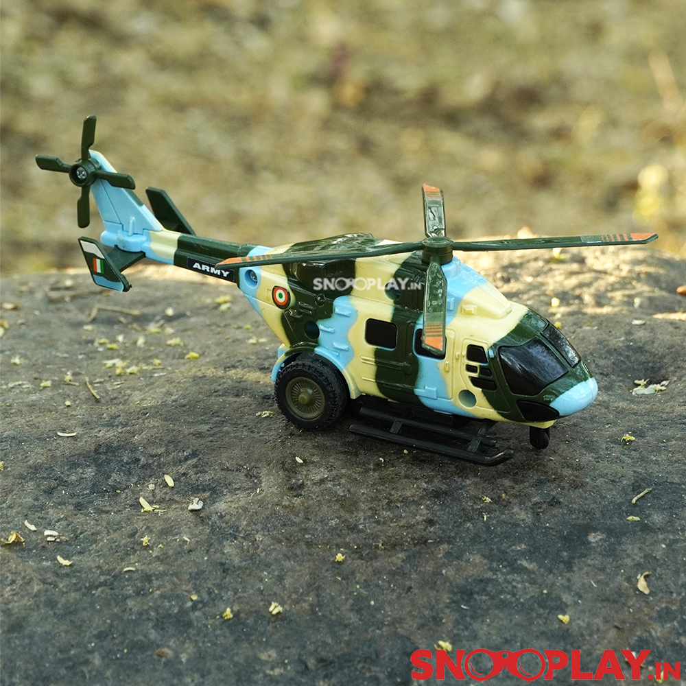 Army helicopter toy for kids that teaches them about various forms of transportation and vehicles.