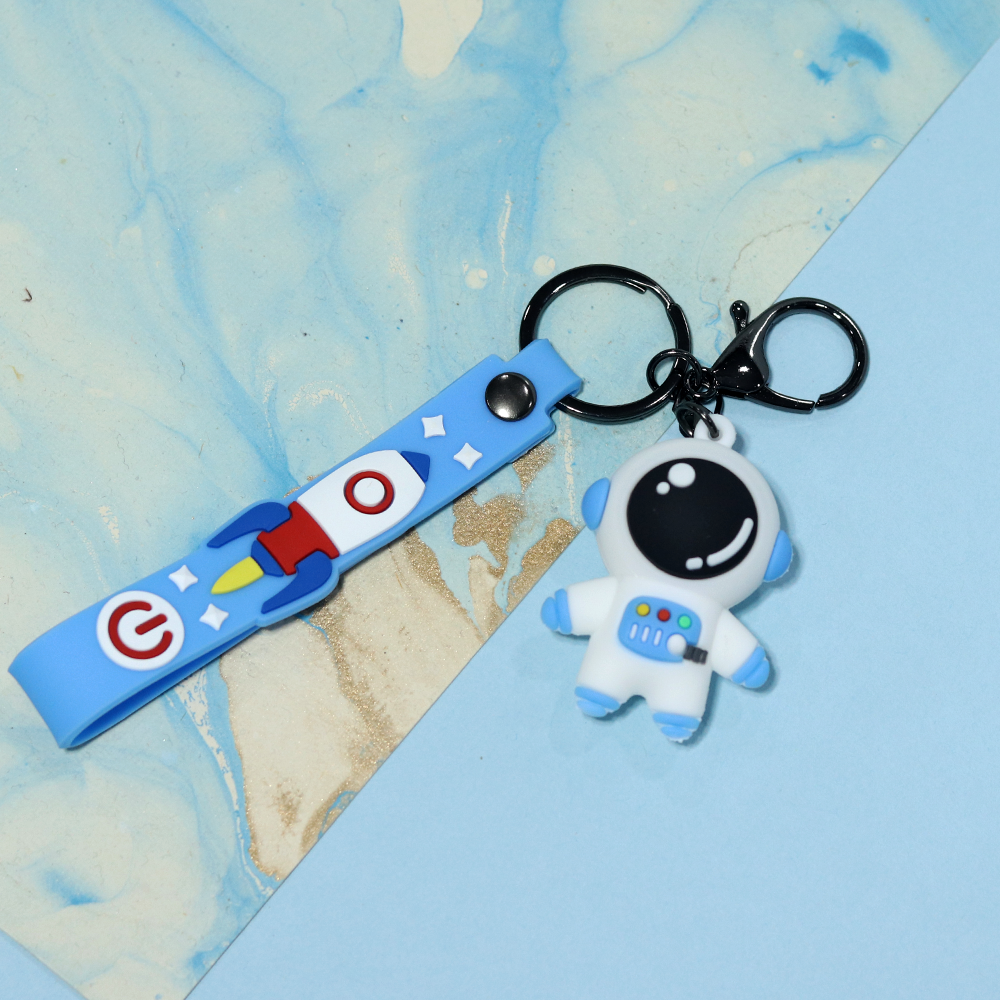 3D Astronaut Keychain with Lobster Clasp Hook and Band