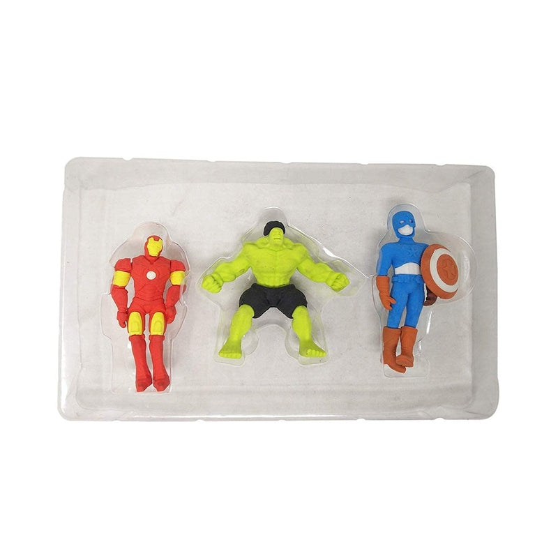 Set of 3 Pieces Marvel Avenger Superhero Pencil Eraser for Kids School Stationary Kit Learn & Play