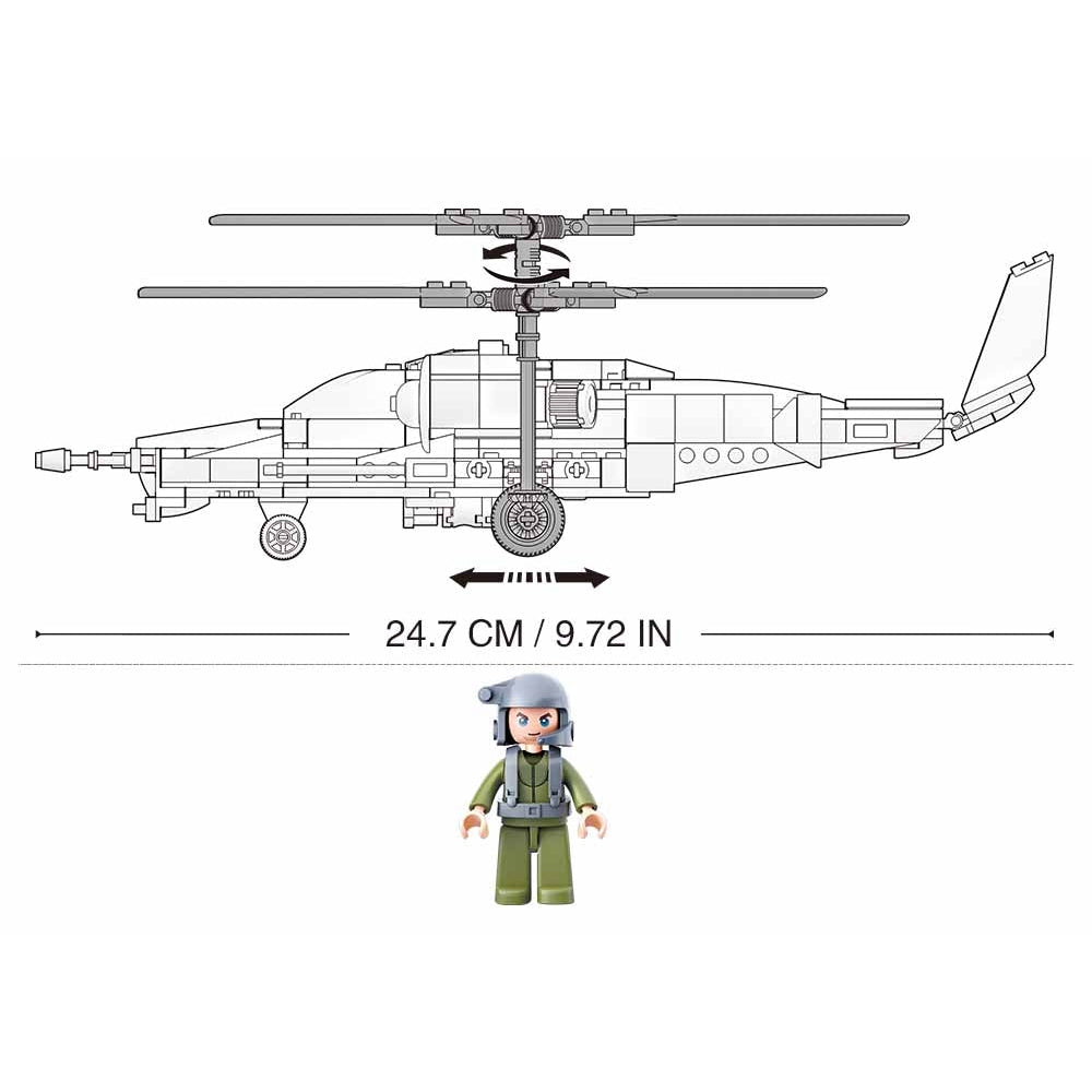 Ka-50 Black Shark Building Blocks For Children ( 330 Pieces)