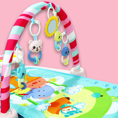 Baby Activity Play Mat (Piano Musical Mat with Kick & Play Activity) & Overhead Rattle Toys