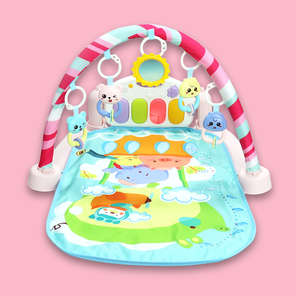 Baby Activity Play Mat (Piano Musical Mat with Kick & Play Activity) & Overhead Rattle Toys