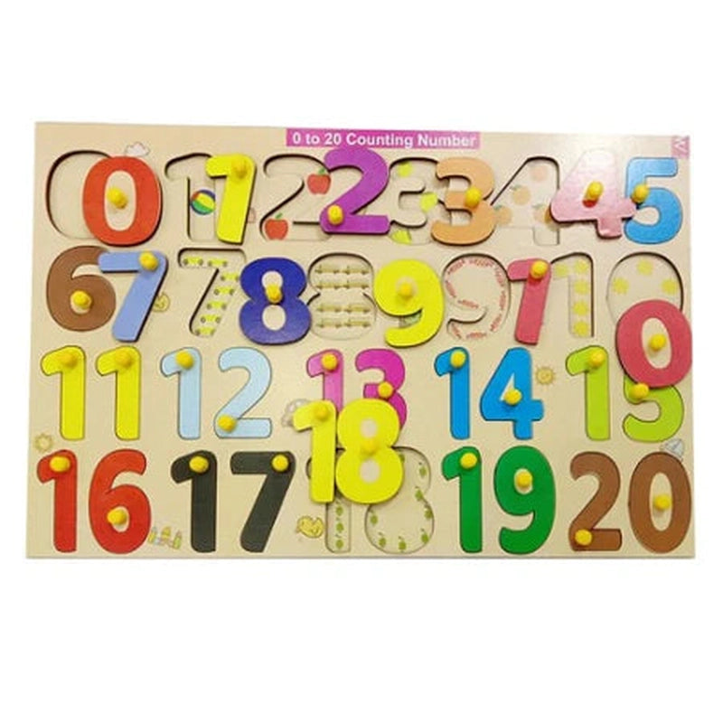 Wooden Educational Numbers (0-20) Learning Educational Knob Tray