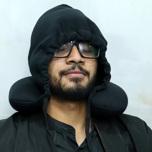 Hoodie Style Neck Pillow - Black