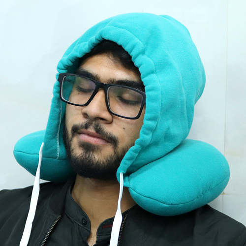 Hoodie Style Neck Pillow - Black