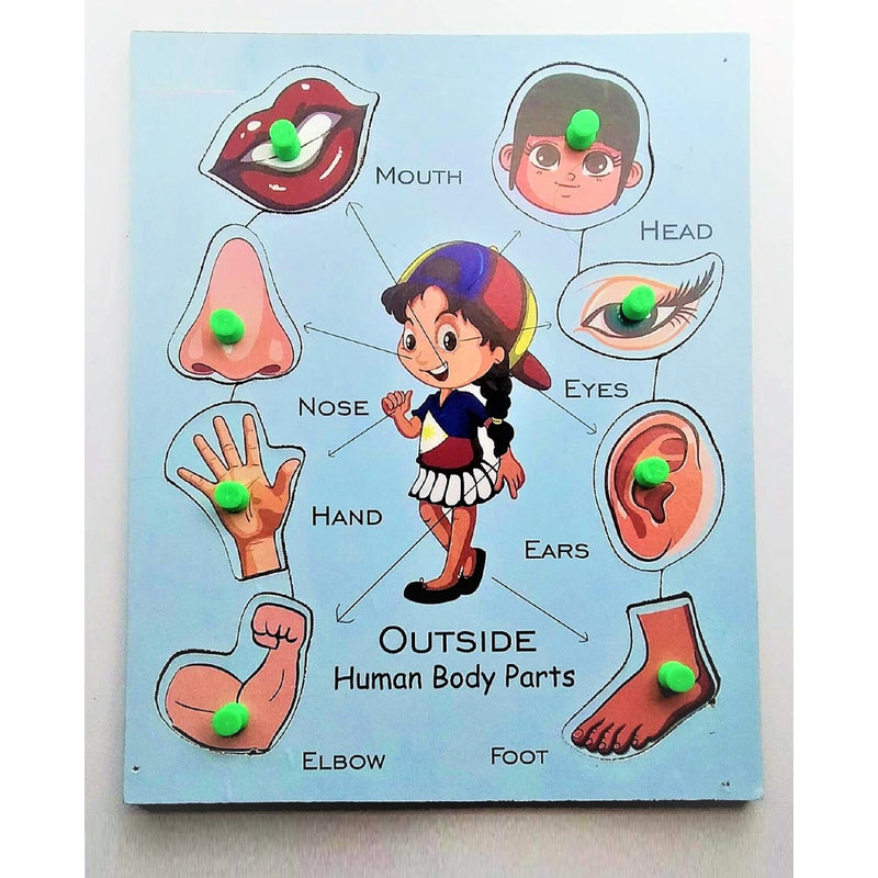 Wooden Jigsaw Puzzles Toy Pre-School Early Learning Shapes for Kids, Toddlers Multicolor Human Body Parts Design-4 Educational Games