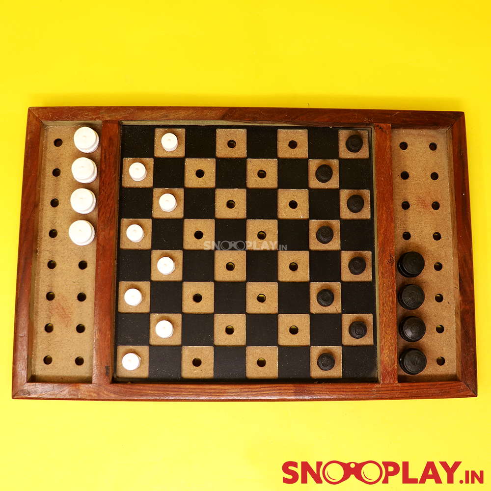 Braille Checkers Wooden Board Game (Hand Painted)