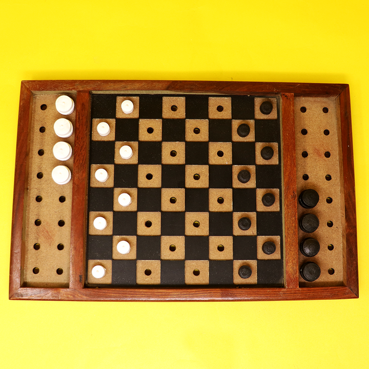 Braille Checkers Wooden Board Game (Hand Painted)