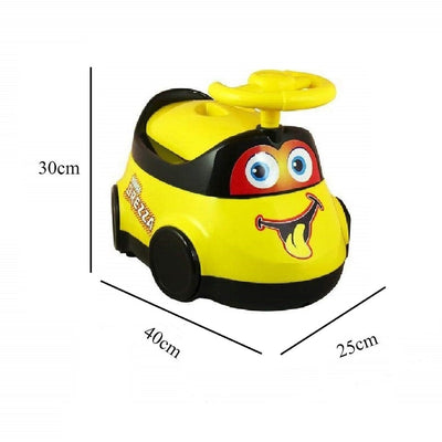 Car Shape Breeza Potty Seat Training with Easy Grip Handles Steering, Comfortable Back, Wheels (Yellow)