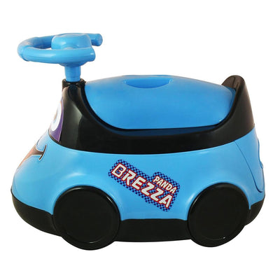 Car Shape Breeza Potty Seat Training with Easy Grip Handles Steering, Comfortable Back, Wheels (Blue)