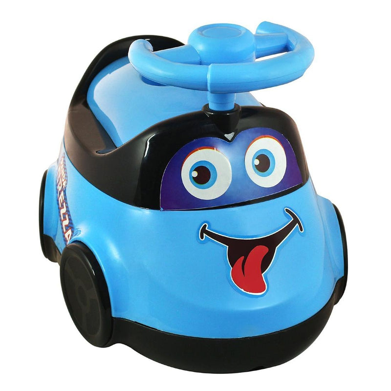 Car Shape Breeza Potty Seat Training with Easy Grip Handles Steering, Comfortable Back, Wheels (Blue)