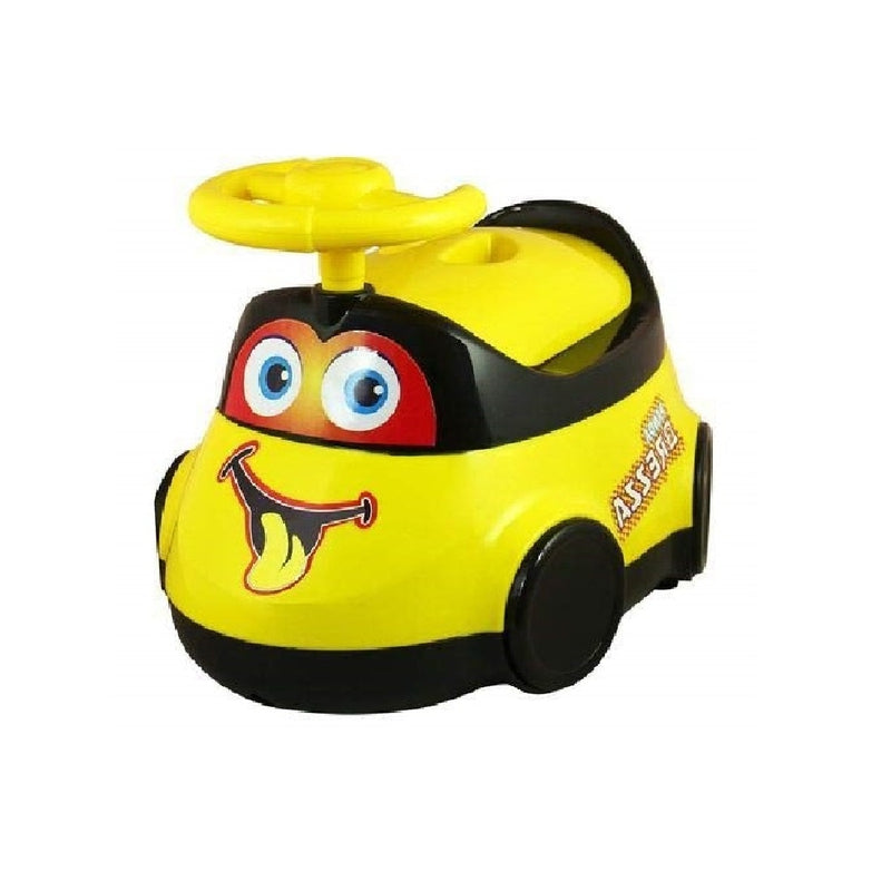 Car Shape Breeza Potty Seat Training with Easy Grip Handles Steering, Comfortable Back, Wheels (Yellow)