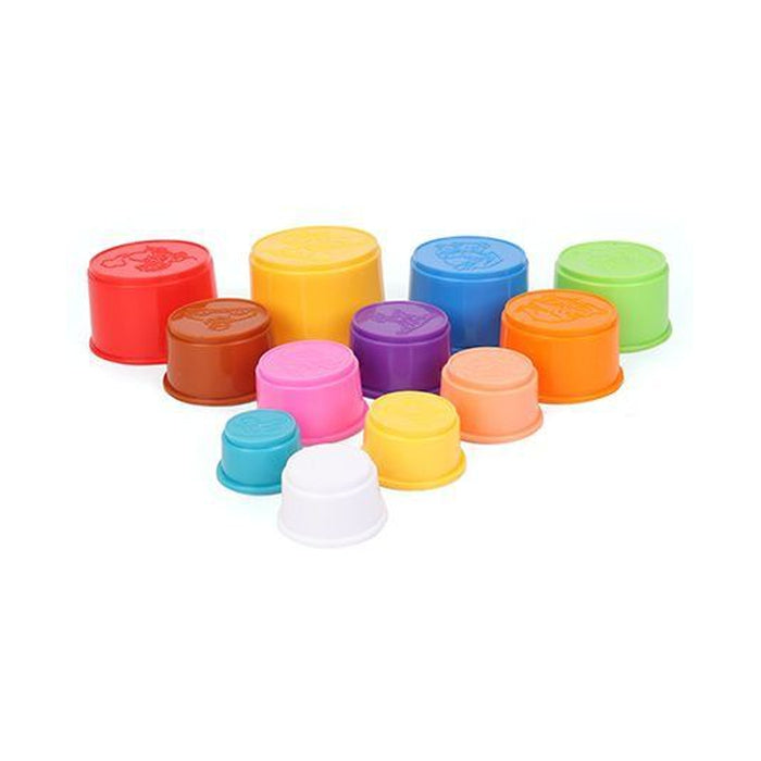 Build Up Beakers Stacking and Nesting Toy for Kids, Multicolour - (12 Pieces)