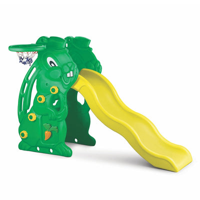 Rabbit Slide for Kids, Garden Slider with Basket Ball Ring (Yellow & Green) COD not available