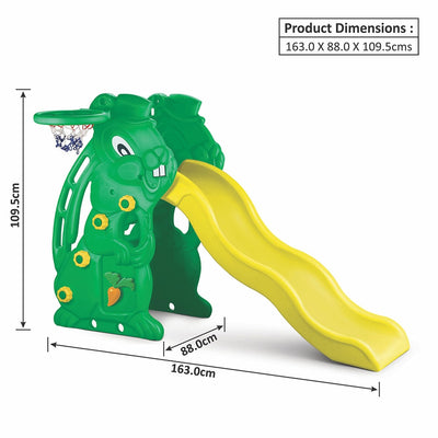 Rabbit Slide for Kids, Garden Slider with Basket Ball Ring (Yellow & Green) COD not available