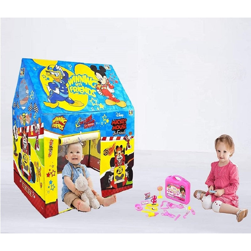Combo of 2 Play Tent Cartoon Printed Jumbo Size  With 1 Kids Doctor Set Briefcase Kit