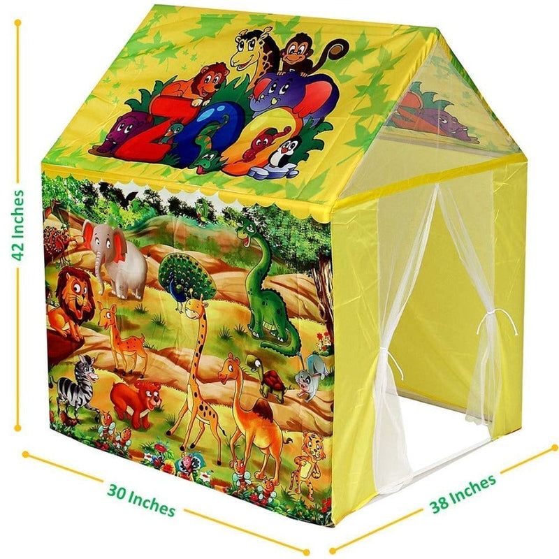 Combo of 2 Cartoon Zoo Animals Printed Play Tent House With 1 Kids Doctor Set Briefcase Kit
