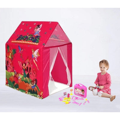 Combo of 2 Fairy Land House Printed Play Tent House With 1 Kids Doctor Set Briefcase