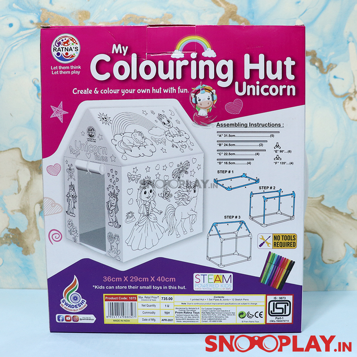 Ratna's Unicorn Theme Colouring Hut - Tent House (5-8 Years)
