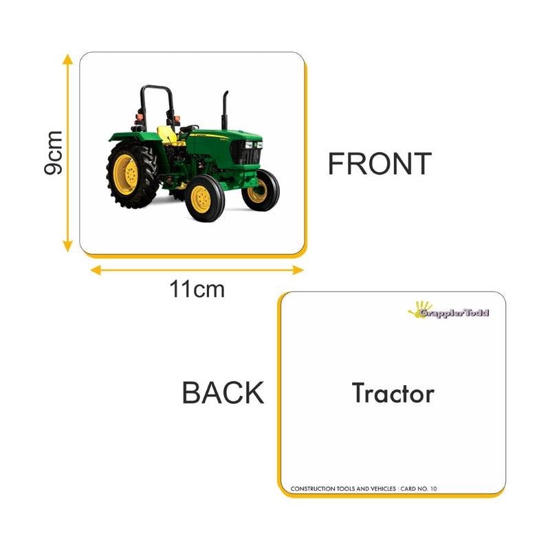 Construction Tools And Vehicles Flash Cards