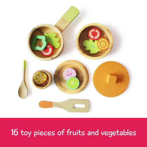 Shumee 16 Pieces Lil Chef's Wooden Cooking Pretend Play Set (3-7 Years)