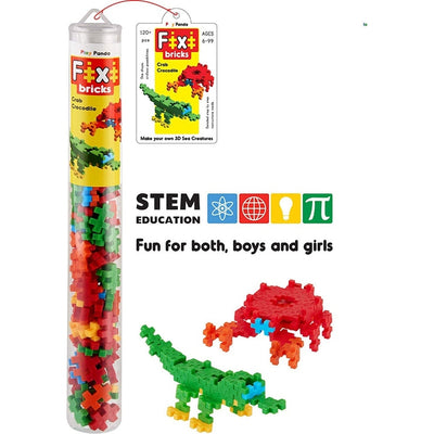 Fixi Bricks Aqua Tube 3 - Crocodile and Crab - With 120 pcs, Detailed Assembly Instructions and Storage Tube - Small Parts (Age 6-99 yrs)