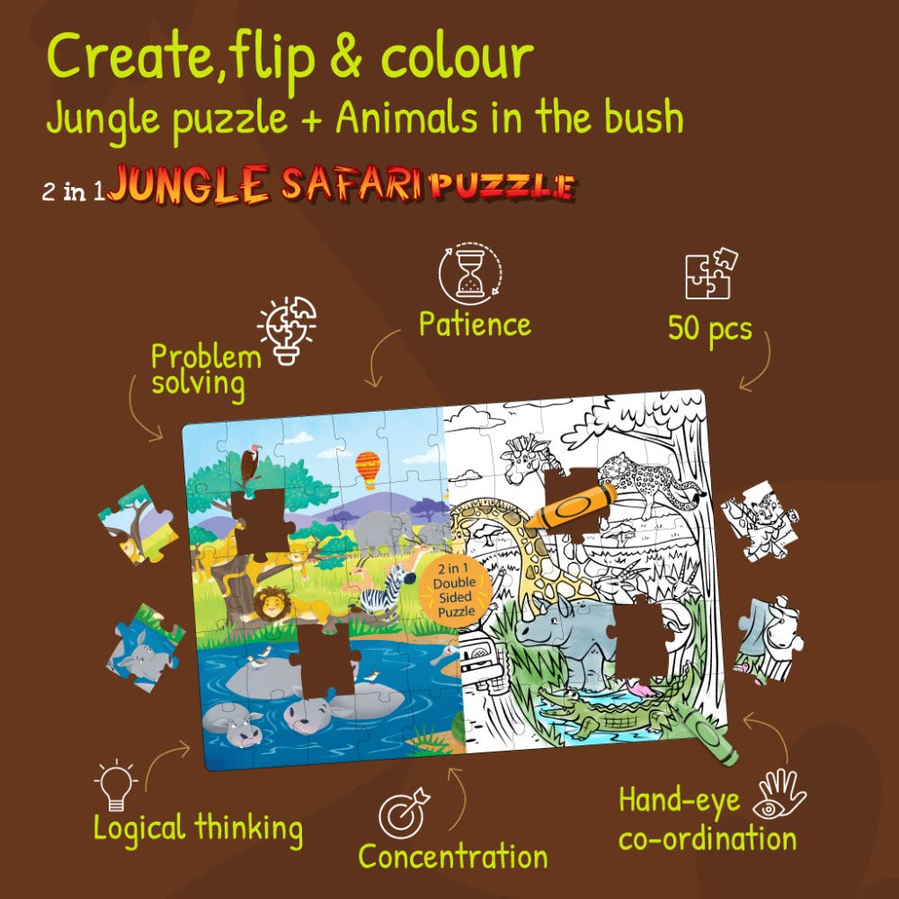 Planet of Lost Dinosaurs + 2 in 1 Jungle Safari Puzzle for Kids
