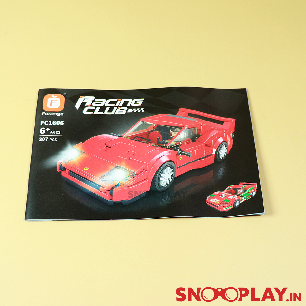DIY Racing Car Blocks Kit - Construct your own Racing Car resembling Ferrari (307 pieces)