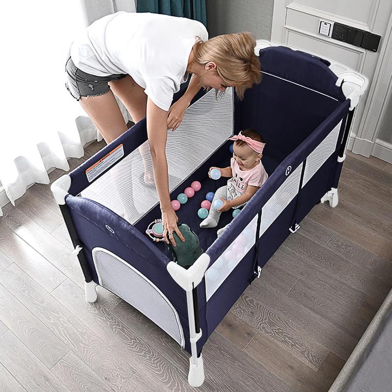 4 in 1 Baby Bedside Co-Sleeper Bassinet and Playpen with Rocker (Navy Blue) COD Not Available